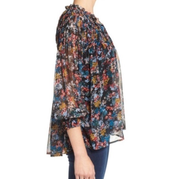 Ella Moss Wildflower Peasant Blouse Smocked Floral - Picture 3 of 12